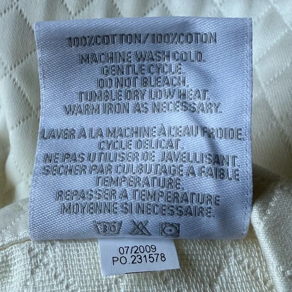 New! Restoration Hardware Diamond Cotton Ivory Boudoir Sham